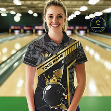 Load image into Gallery viewer, Black Camo and Gold Broken Crown Bowling Ball Bowling Shirts For Women Custom Bowling Team Jerseys NQS11139