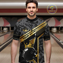 Load image into Gallery viewer, Black Camo and Gold Broken Crown Bowling Ball Bowling Shirts For Men Custom Bowling Team Jerseys NQS11139
