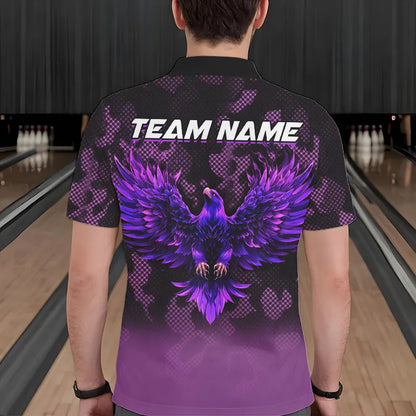 Purple Flame Eagle Camo Bowling Team Shirts For Men Custom Fire Bowling League Jersey Bowler Outfit NQS9441