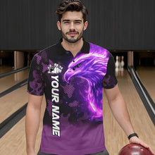 Load image into Gallery viewer, Purple Flame Eagle Camo Bowling Team Shirts For Men Custom Fire Bowling League Jersey Bowler Outfit NQS9441