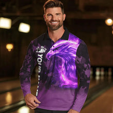 Load image into Gallery viewer, Purple Flame Eagle Camo Bowling Team Shirts For Men Custom Fire Bowling League Jersey Bowler Outfit NQS9441