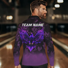 Load image into Gallery viewer, Purple Flame Eagle Camo Bowling Team Shirts For Men Custom Fire Bowling League Jersey Bowler Outfit NQS9441