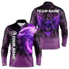 Load image into Gallery viewer, Purple Flame Eagle Camo Bowling Team Shirts For Men Custom Fire Bowling League Jersey Bowler Outfit NQS9441