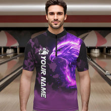 Load image into Gallery viewer, Purple Flame Eagle Camo Bowling Team Shirts For Men Custom Fire Bowling League Jersey Bowler Outfit NQS9441