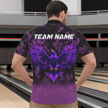 Load image into Gallery viewer, Purple Flame Eagle Camo Bowling Team Shirts For Men Custom Fire Bowling League Jersey Bowler Outfit NQS9441