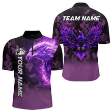 Load image into Gallery viewer, Purple Flame Eagle Camo Bowling Team Shirts For Men Custom Fire Bowling League Jersey Bowler Outfit NQS9441