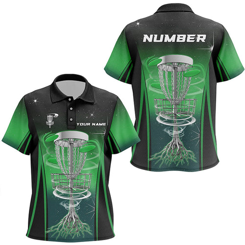 Gradient Green Light Kid Disc golf polo shirts custom frisbee golf outfit, Kid disc golf apparel NQS7359