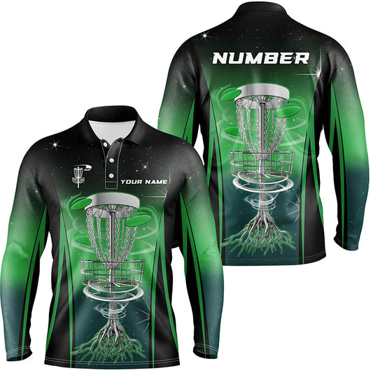 Gradient Green Light Mens disc golf polo shirt custom Disc golf outfit, mens disc golf apparel NQS7359