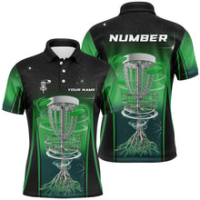 Load image into Gallery viewer, Gradient Green Light Mens disc golf polo shirt custom frisbee golf outfit, mens disc golf apparel NQS7359