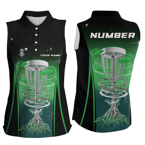 Gradient Green Light Women sleeveless polo shirts custom frisbee golf outfit, disc golf jerseys NQS7359