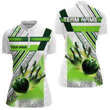 Load image into Gallery viewer, Green and white bowling shirts for womens Custom team league bowling jerseys, gifts for bowlers NQS7539