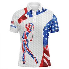 Load image into Gallery viewer, Personalized Watercolor American flag patriot golf white mens golf polo shirts custom gifts for men NQS5563