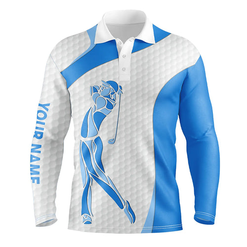 Golf white mens golf polo shirts - golf gifts for men custom name best mens golf wears | Blue NQS5564