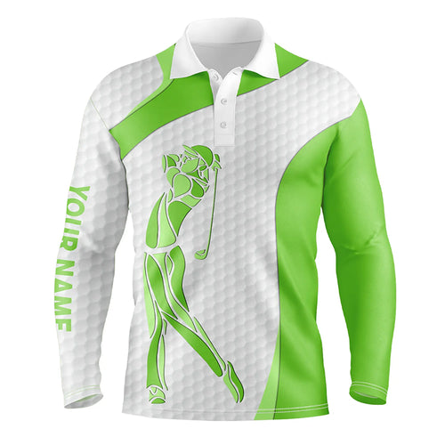 Golf white mens golf polo shirts - golf gifts for men custom name best mens golf wears | Green NQS5565