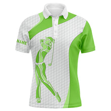 Load image into Gallery viewer, Golf white mens golf polo shirts - golf gifts for men custom name best mens golf wears | Green NQS5565