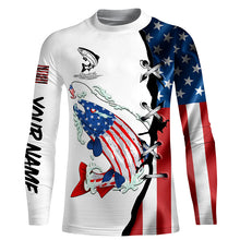 Load image into Gallery viewer, Salmon fishing legend American flag patriotic UV protection Customize long sleeves fishing shirts NQS5568