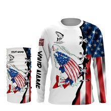 Load image into Gallery viewer, Salmon fishing legend American flag patriotic UV protection Customize long sleeves fishing shirts NQS5568