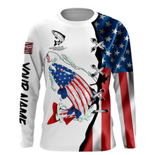 Load image into Gallery viewer, Salmon fishing legend American flag patriotic UV protection Customize long sleeves fishing shirts NQS5568