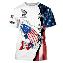 Load image into Gallery viewer, Salmon fishing legend American flag patriotic UV protection Customize long sleeves fishing shirts NQS5568