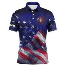 Load image into Gallery viewer, Mens golf polo shirt American flag blue galaxy custom golf team jerseys, patriotic golf gifts NQS7940