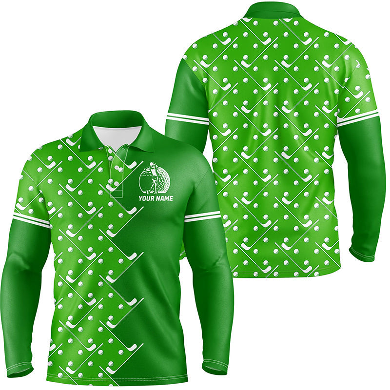 Mens golf polo shirts custom Green golf pattern men's golf clothing, unique golf gifts NQS8129