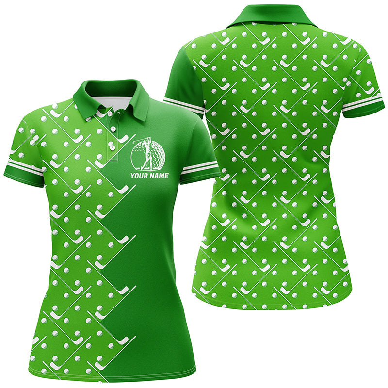 Womens golf polo shirts custom Green golf pattern women's golf clothing, unique golf gifts NQS8129