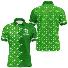 Load image into Gallery viewer, Mens golf polo shirts custom Green golf pattern men&#39;s golf clothing, unique golf gifts NQS8129