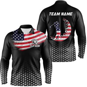 Mens golf polo shirts custom American Flag patriotic golf outfits men, best golf gifts NQS8132