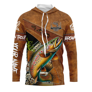 Brown trout fishing UV protection custom name fishing shirts, performance shirts for men, women, kid NQS6230