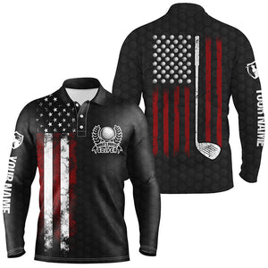 Vintage American flag black Mens golf polo shirts custom patriotic golf clubs best men golf wear NQS6241