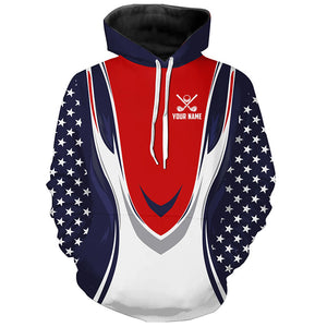 Red, white and blue American Flag Golf Hoodies custom patriotic golf hoodies shirt NQS8361