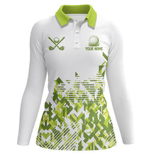 Load image into Gallery viewer, White and Green camo Women golf polo shirts custom golf shirts for girls, women&#39;s golf clothes NQS8364