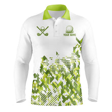 Load image into Gallery viewer, White and Green camo Men golf polo shirts custom golf shirts for mens, golf outfits men NQS8364