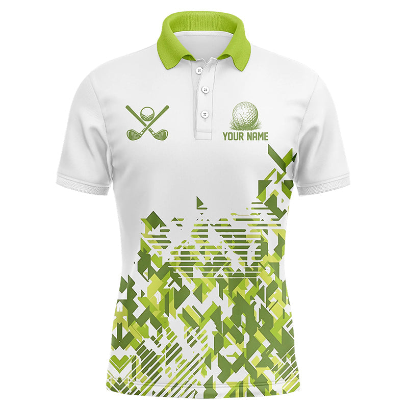 White and Green camo Men golf polo shirts custom golf shirts for mens, golf outfits men NQS8364