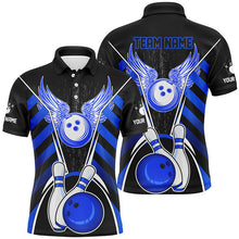 Load image into Gallery viewer, Black and Blue Bowling Shirts For Men Custom Bowling Team League Jerseys, Gift For Bowlers NQS8808