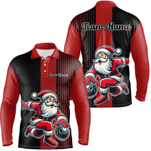 Load image into Gallery viewer, Black and Red Bowling Shirts For Men Custom Funny Santa Christmas Bowling Team Uniform Jerseys NQS8809