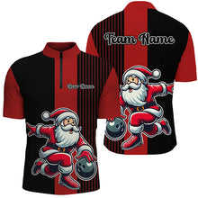 Load image into Gallery viewer, Black and Red Bowling Shirts For Men Custom Funny Santa Christmas Bowling Team Uniform Jerseys NQS8809