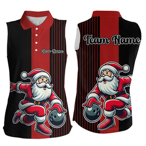 Black and Red Bowling sleeveless polo Shirts Custom Funny Santa Christmas Bowling Team Uniform Jerseys NQS8809