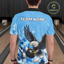 Load image into Gallery viewer, Blue Eagle Bowling Polo, Quarter Zip Shirt For Men Custom Team Bowling jerseys, Gift For Bowlers NQS11339