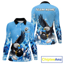 Load image into Gallery viewer, Blue Eagle Bowling Polo, Quarter Zip Shirt For Women Custom Team Bowling jerseys, Gift For Bowlers NQS11339