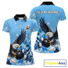 Load image into Gallery viewer, Blue Eagle Bowling Polo, Quarter Zip Shirt For Women Custom Team Bowling jerseys, Gift For Bowlers NQS11339