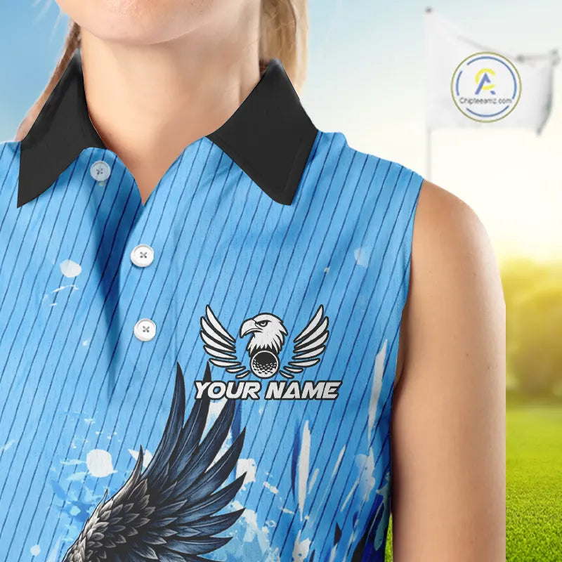 Blue Eagle Women Sleeveless polo shirt Custom Team Ladies Golf Outfit, Gift For Golf Lovers NQS11340