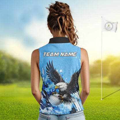 Blue Eagle Women Sleeveless polo shirt Custom Team Ladies Golf Outfit, Gift For Golf Lovers NQS11340