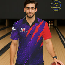 Load image into Gallery viewer, Personalized bowling Hawaiian shirt custom purple and red team bowling jerseys, gift for bowlers NQS11554