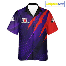 Load image into Gallery viewer, Personalized bowling Hawaiian shirt custom purple and red team bowling jerseys, gift for bowlers NQS11554