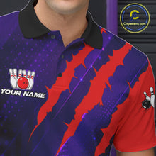 Load image into Gallery viewer, Personalized bowling shirts for men custom purple and red team bowling jerseys, gift for bowlers NQS11554