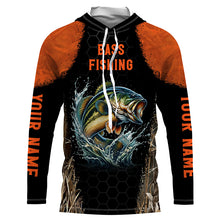 Load image into Gallery viewer, Personalized Bass Fishing apparel orange black sun Protection Bass Fishing Shirts custom Bass jerseys NQS3012