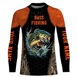 Personalized Bass Fishing apparel orange black sun Protection Bass Fishing Shirts custom Bass jerseys NQS3012