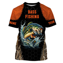 Load image into Gallery viewer, Personalized Bass Fishing apparel orange black sun Protection Bass Fishing Shirts custom Bass jerseys NQS3012