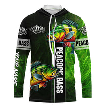 Load image into Gallery viewer, Peacock bass fishing green shirt Custom Long Sleeve Fishing Shirts, fishing gifts for men, women, kid NQS4804